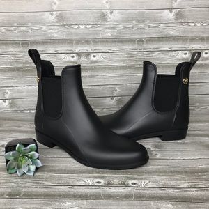 Michael Kors charm gore rain bootie black sz 8M